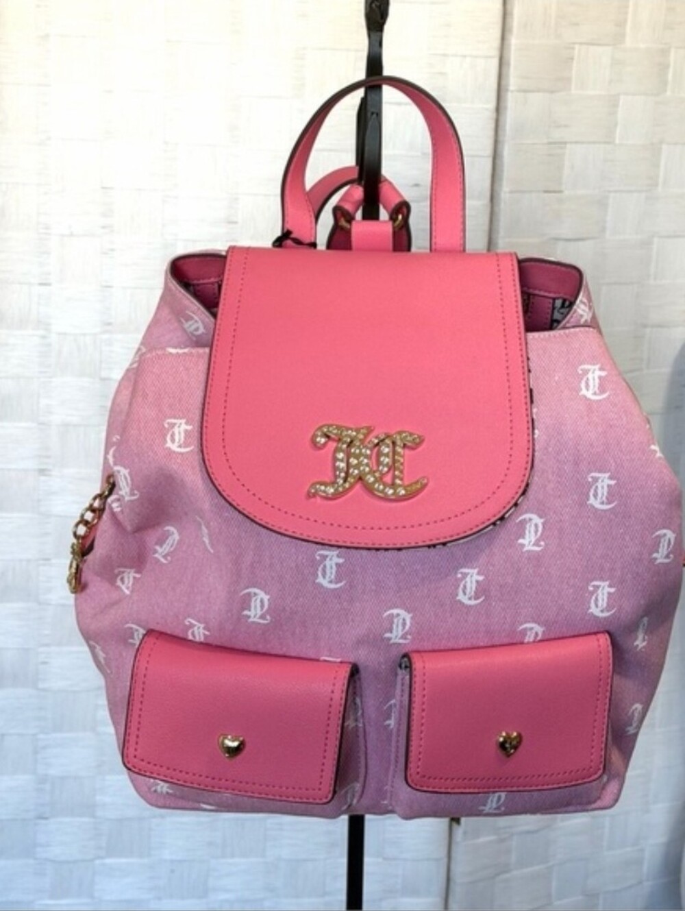 Juicy Couture Pink Women's Monogram Backpack Handbag 10X10 - Picture 4 of 14